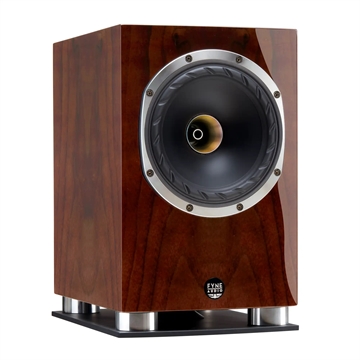 Fyne Audio F500SP Kompakt højttaler i Piano valnød Profil forside/front uden højttalergitter
